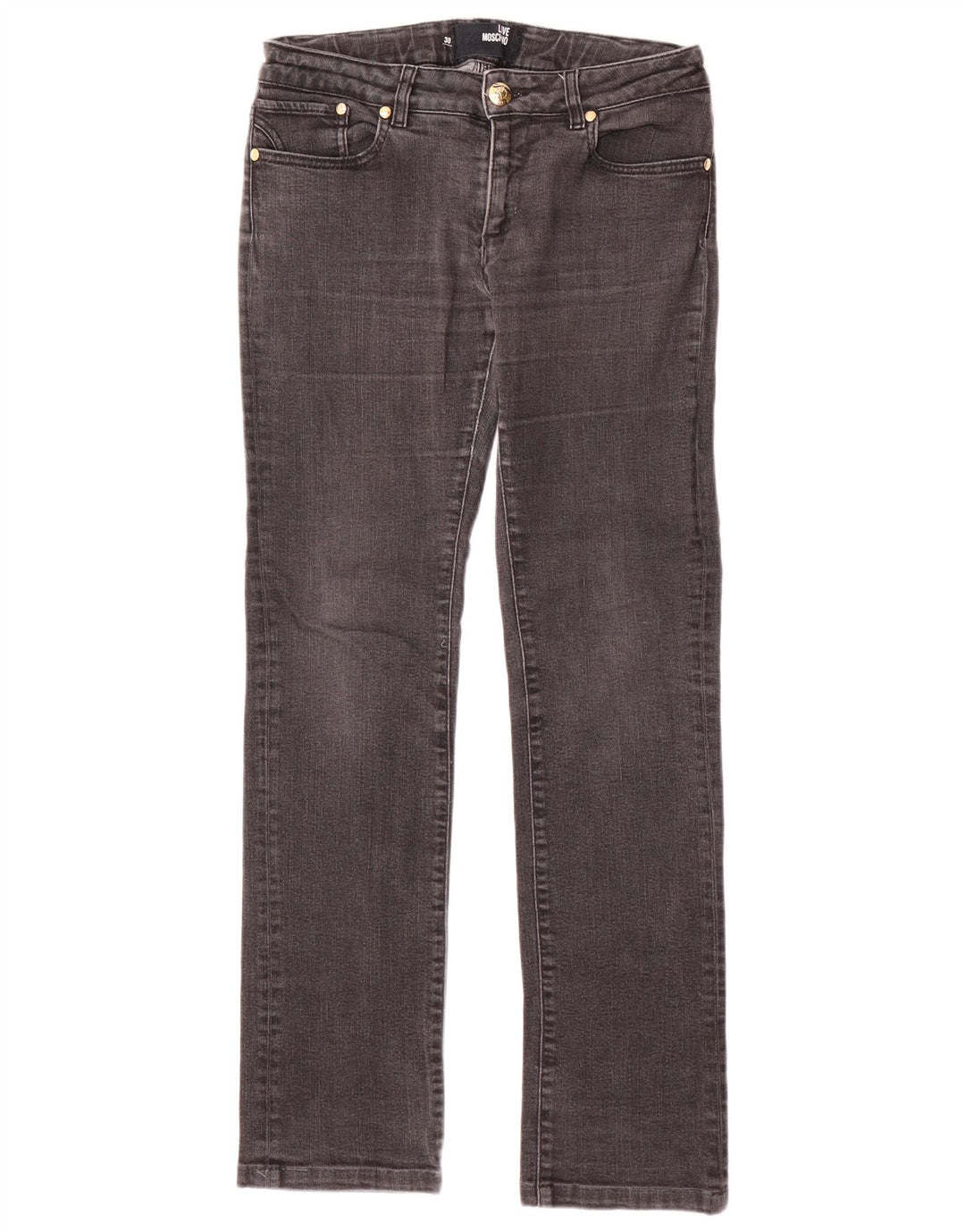 MOSCHINO Straight Jeans til kvinder W30 L31 Sort Bomuld