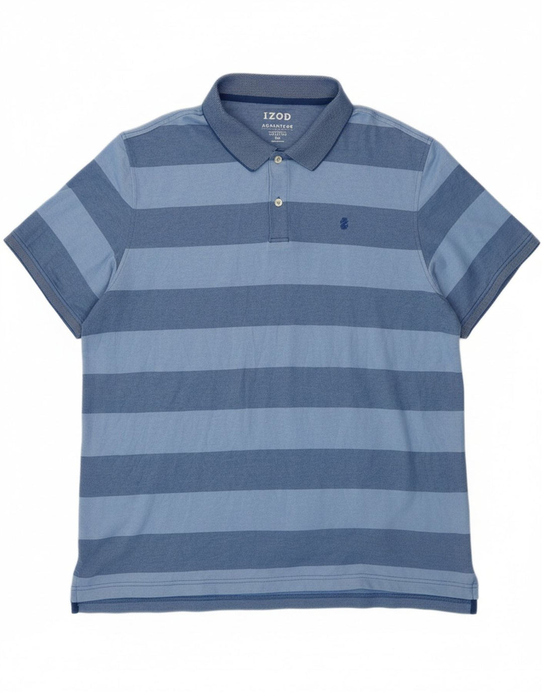 IZOD Mens Polo Shirt 2XL Blue Striped Cotton Vintage Izod and Second-Hand Izod from Messina Hembry 