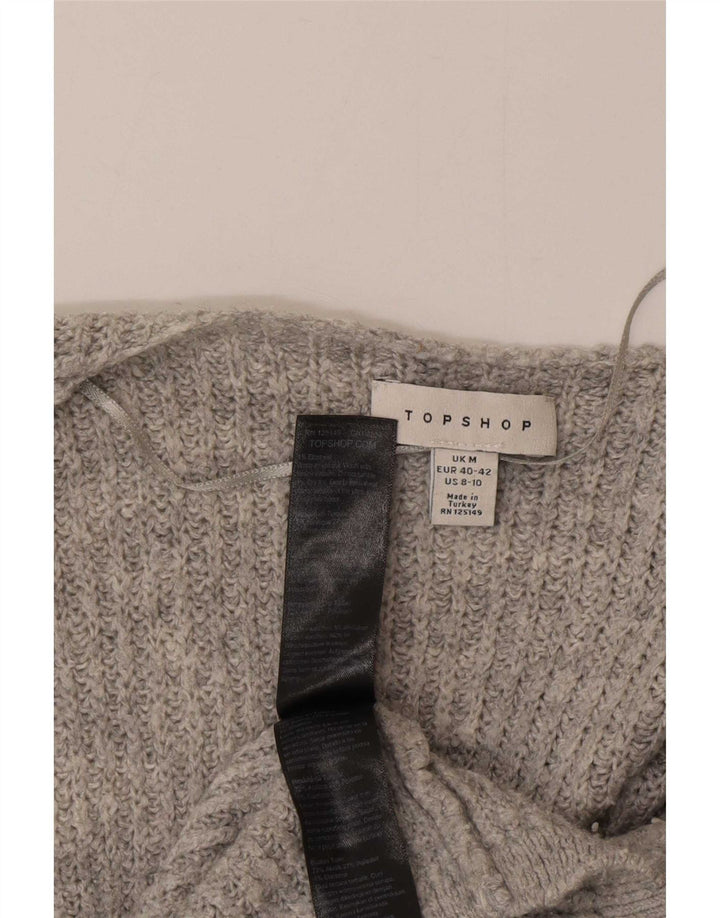 Topshop Dame Oversized Open Cardigan Sweater UK 14 Medium Grå Akryl