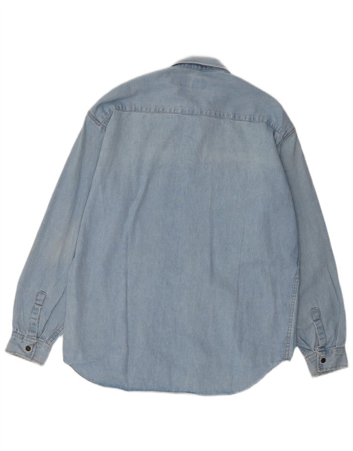 Vintage denimskjorte til mænd mellemblå bomuld