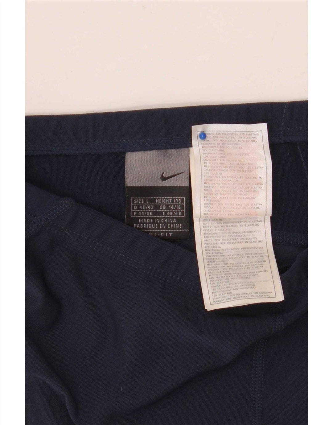Nike Dame Capri Leggings UK 14/16 Large Navy Blue Colourblock Polyester