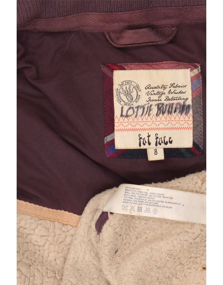 Fat Face Dame Hætte Polstret Gilet UK 8 Small Purple Polyester