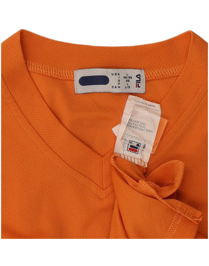 FILA Dame T-Shirt Top UK 16 Stor Orange Polyester