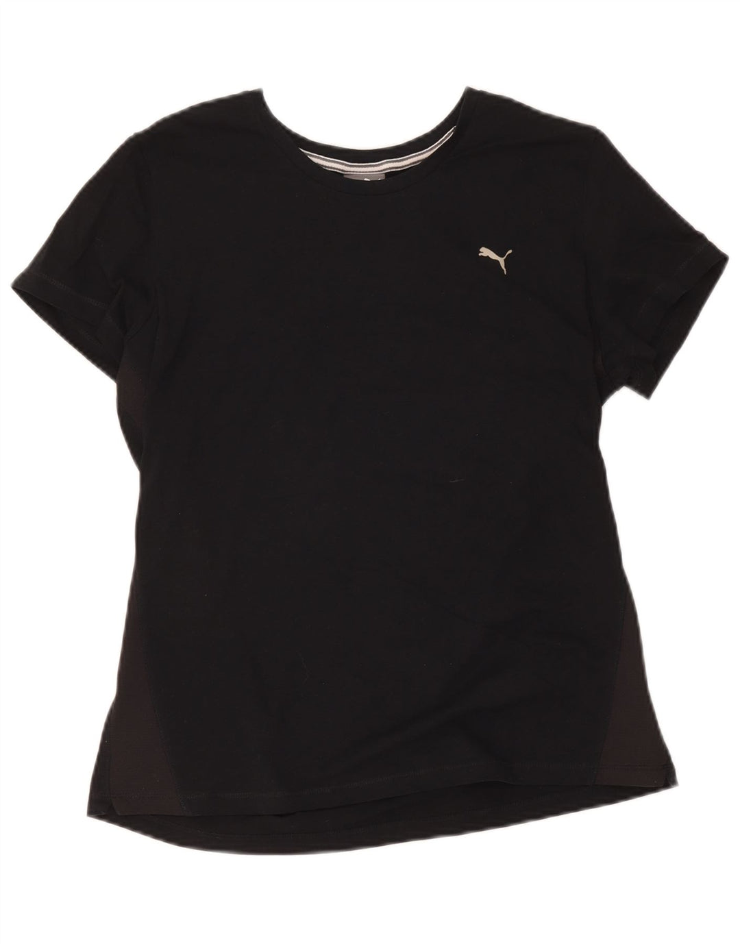 Puma Dame T-Shirt Top UK 16 Stor Sort Bomuld