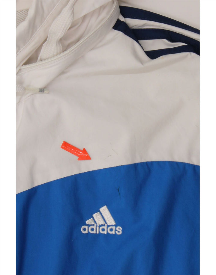 Adidas Regnjakke med hætte til mænd UK 40 Large Navy Blue Colourblock Polyester