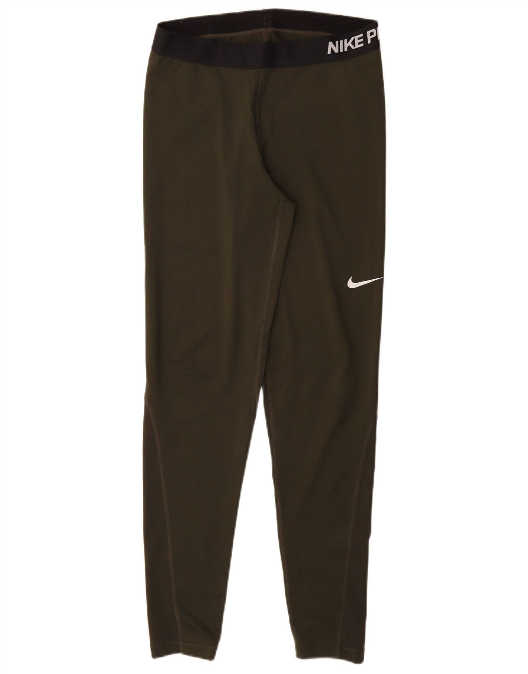 NIKE Dame Dri Fit Grafiske Leggings UK 14 Stor Khaki Polyester