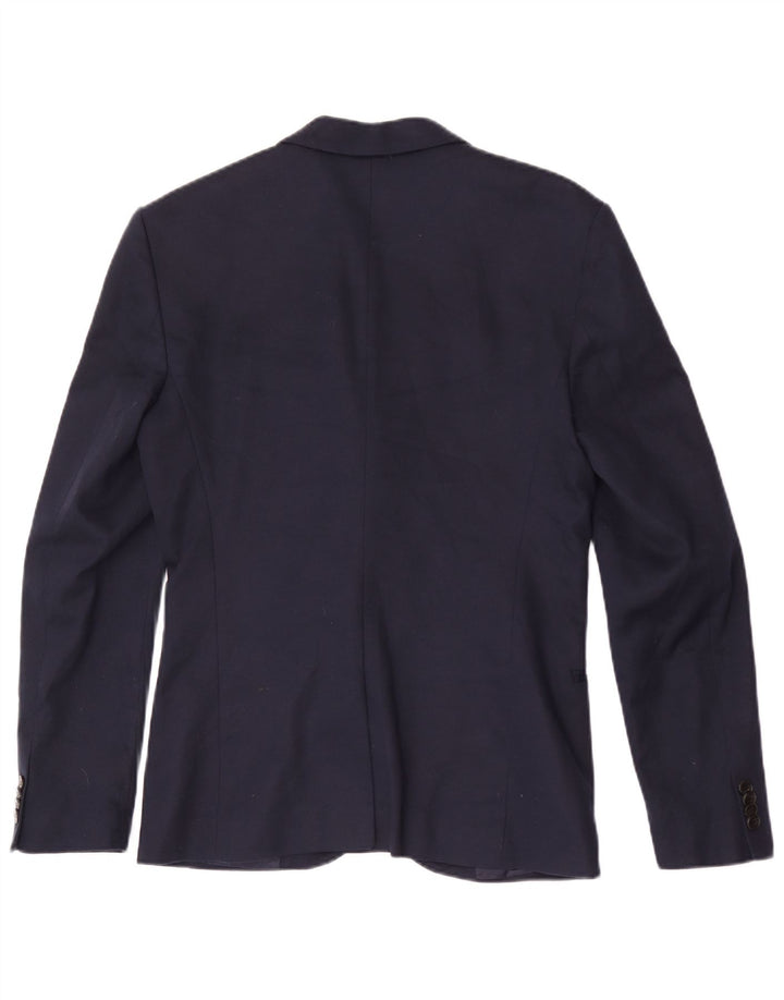 Zara Herre 2-knaps blazerjakke UK 38 Medium Navy Blue Polyester