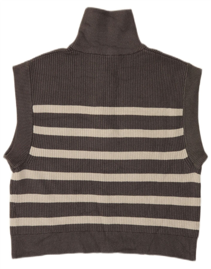 Zara Dame Vest Tank Top UK 14 Medium Grå Stribet