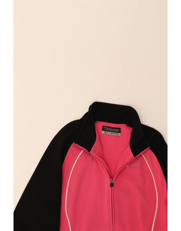 KAPPA Womens Tracksuit Top Jacket UK 20 2XL Pink Colourblock Polyester Vintage Kappa and Second-Hand Kappa from Messina Hembry 