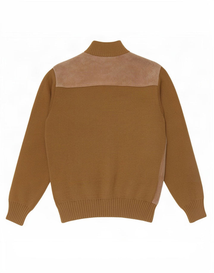 Vintage dame ruskind bomberjakke EU 50 XL Beige Colourblock polyakryl