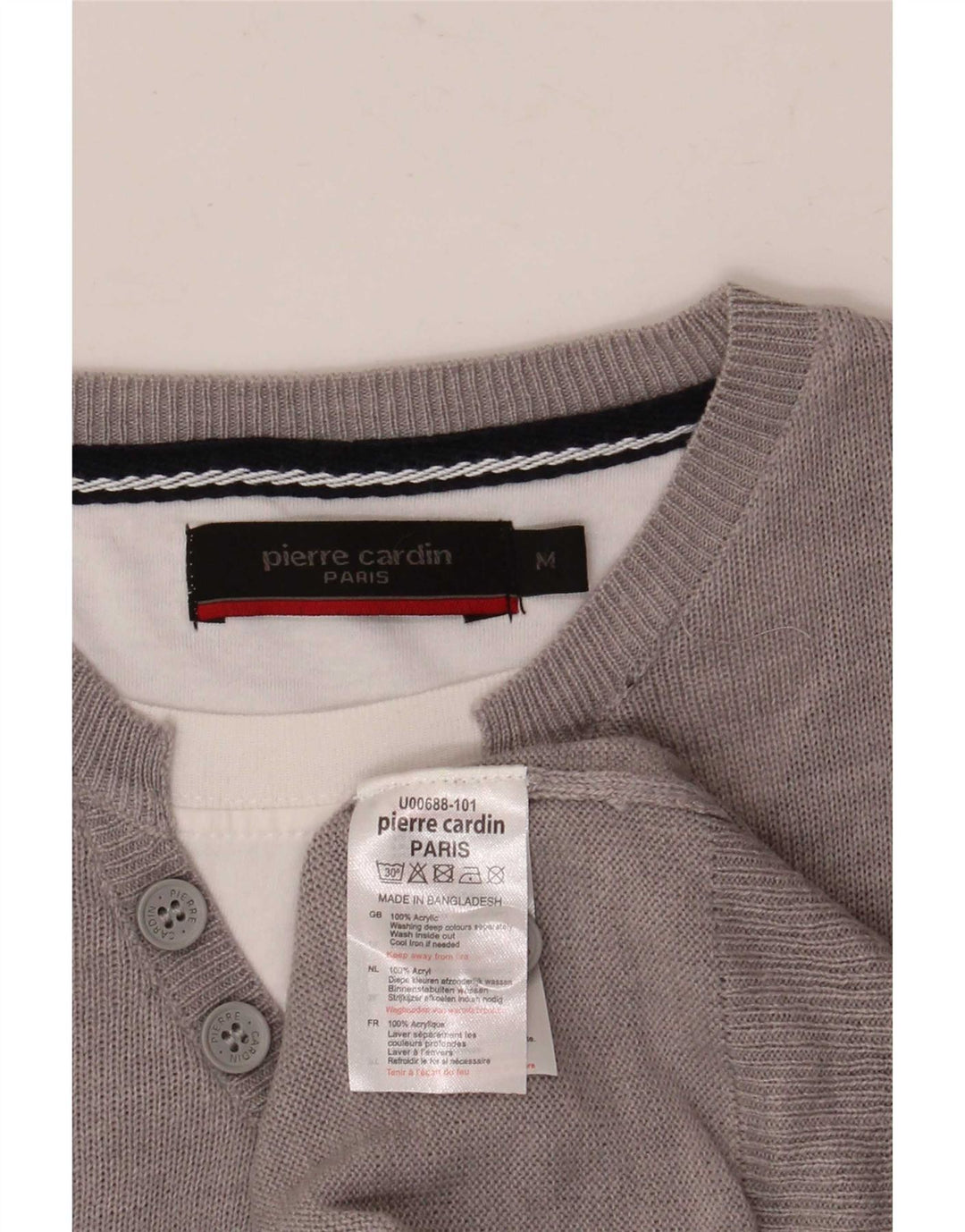 Pierre Cardin Herre Crew Neck Jumper Sweater Medium Grå Akryl