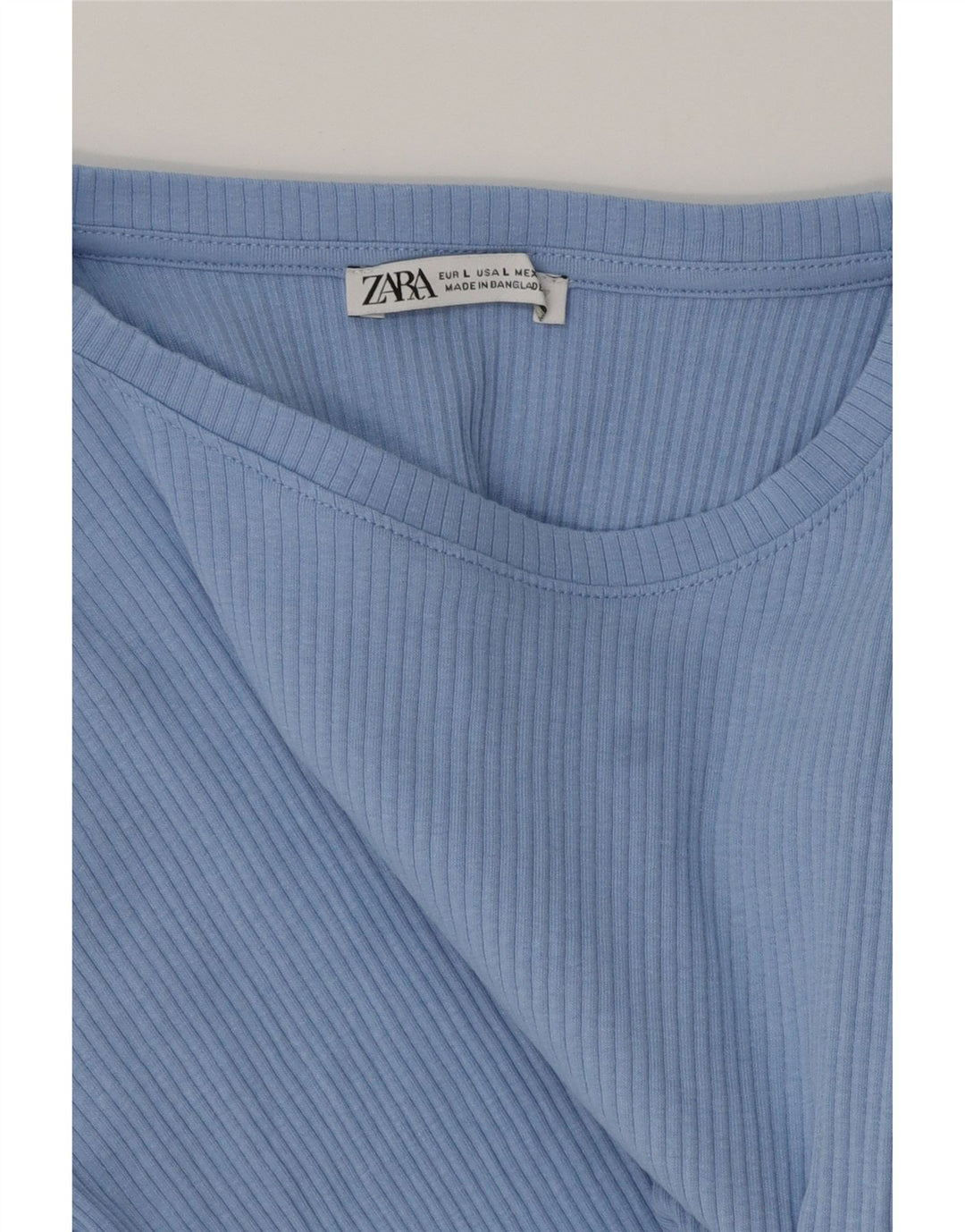 ZARA Womens Crop T-Shirt Top UK 14 Large Blue