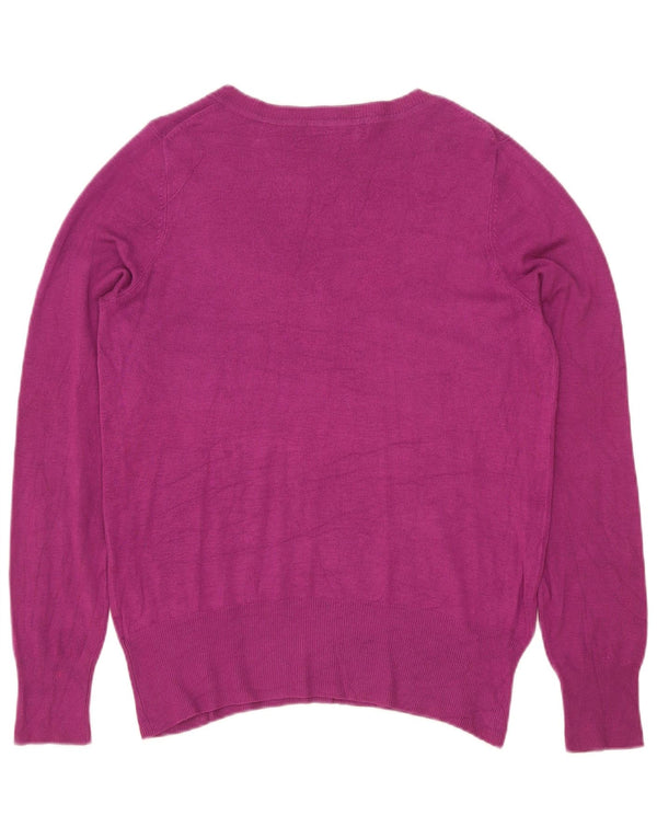 Marks & Spencer Dame V-hals sweater UK 14 Medium Maroon Viscose