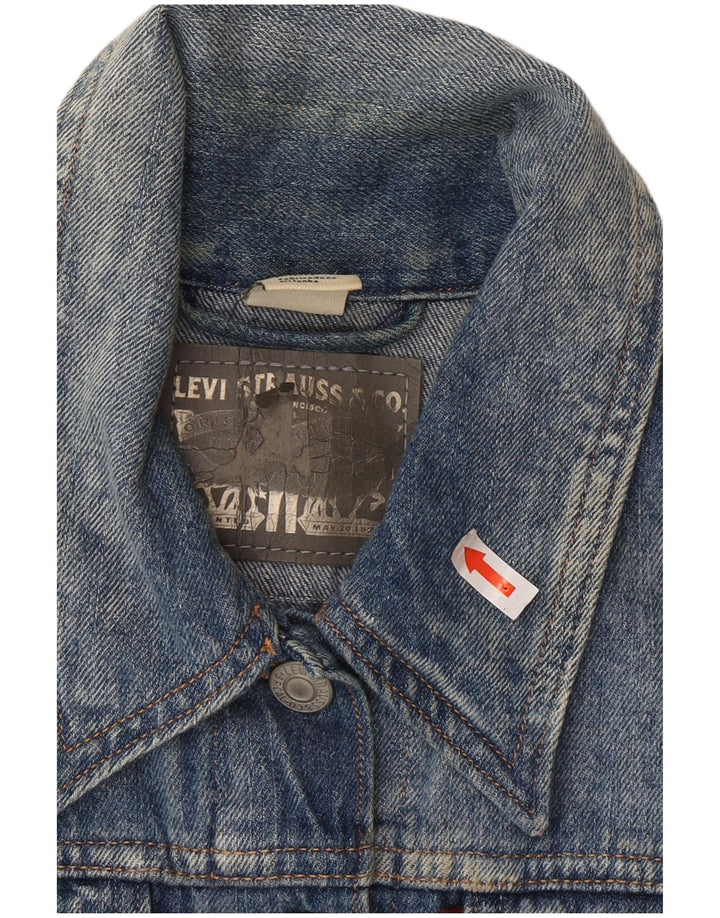 Levi's Womens Crop Denim Gilet UK 12 Medium Blue Cotton