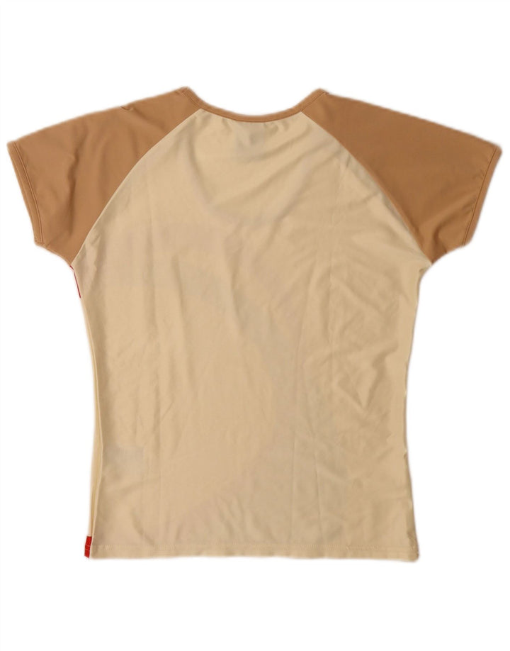 Nike T-shirt top til kvinder US 8/10 Medium Beige Colourblock Polyester