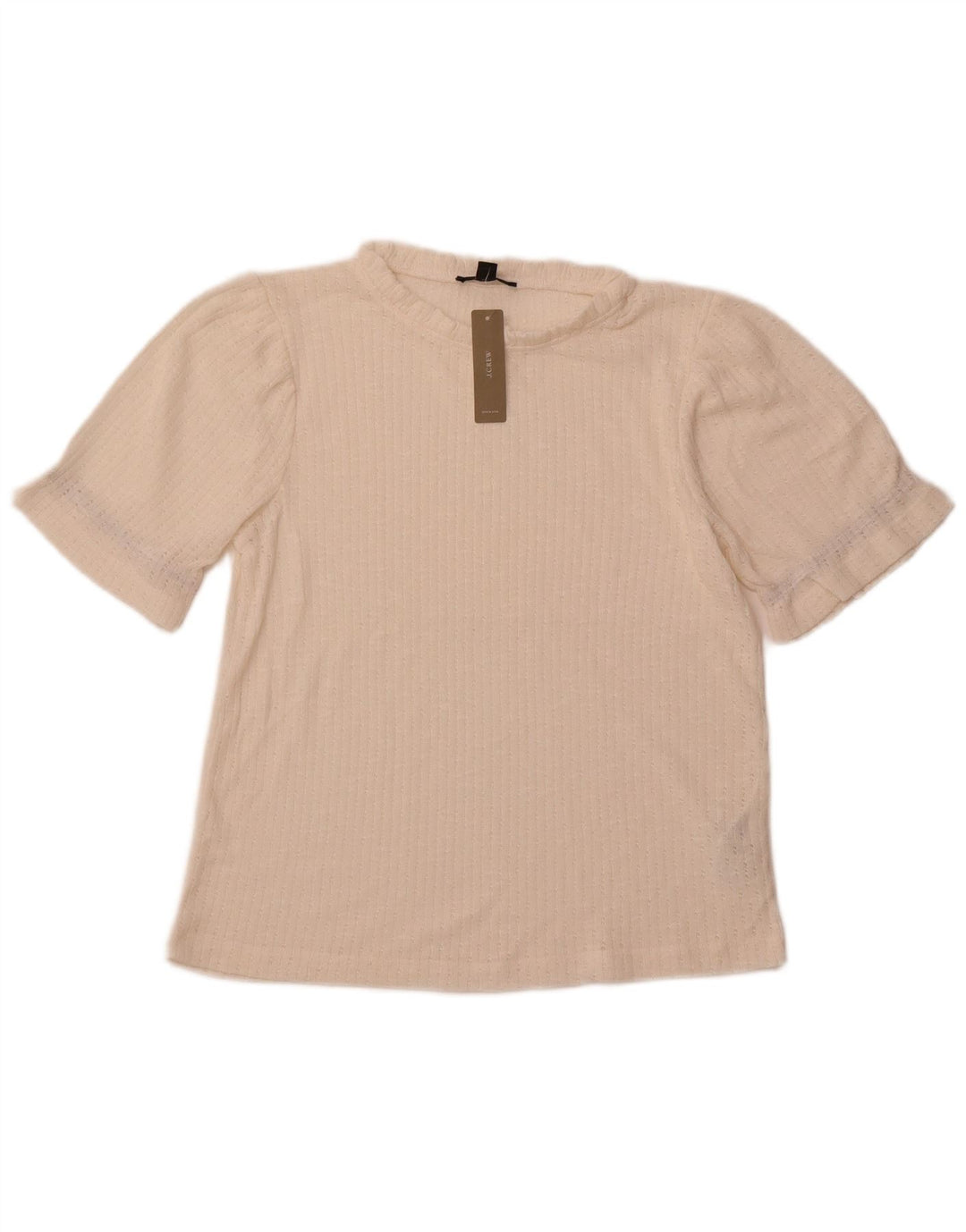 J. CREW Damestrik bluse Top UK 14 Medium Off White Polyester