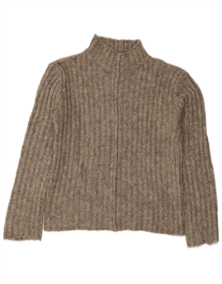 Zara Dame Turtle Neck Jumper Sweater UK 10 Small Grå Akryl