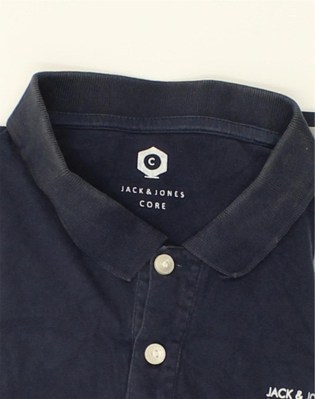 JACK & JONES Mens Polo Shirt Small Navy Blue Striped Cotton | Vintage Jack & Jones | Thrift | Second-Hand Jack & Jones | Used Clothing | Messina Hembry 