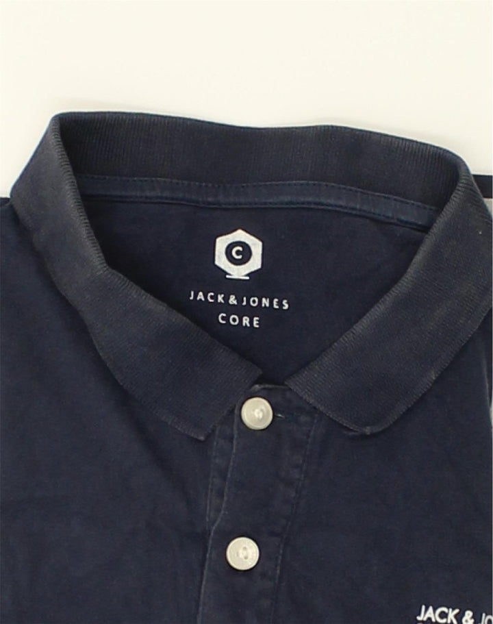 JACK & JONES Mens Polo Shirt Small Navy Blue Striped Cotton | Vintage Jack & Jones | Thrift | Second-Hand Jack & Jones | Used Clothing | Messina Hembry 
