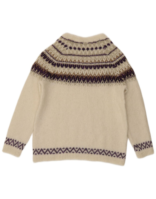 Liu Jo Dame Boat Neck Jumper Sweater UK 14 Medium White Fair Isle