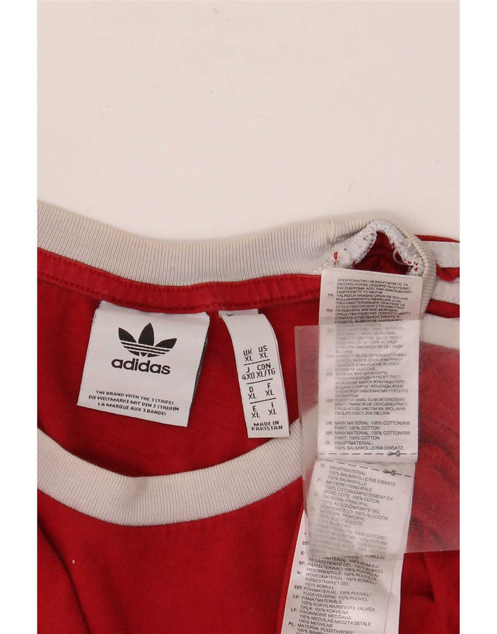 Adidas Herre T-Shirt Top XL Rød Bomuld