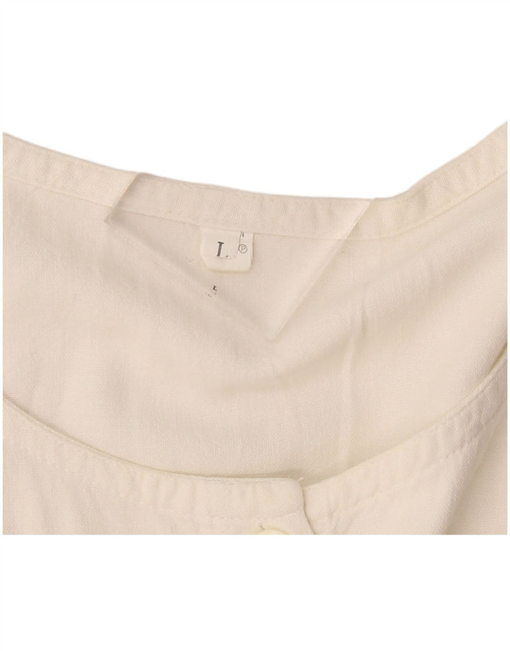 Vintage ærmeløs maxikjole til kvinder UK 14 Stor hvid linned