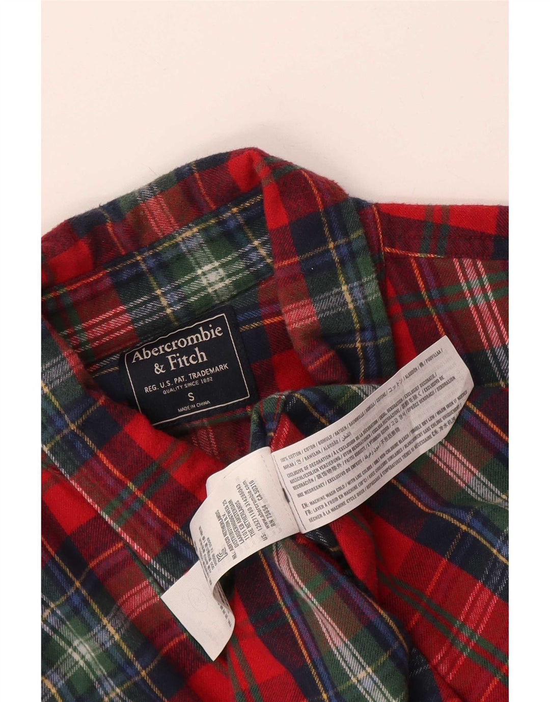Abercrombie & Fitch Flanelskjorte til mænd, lille rød ternet bomuld