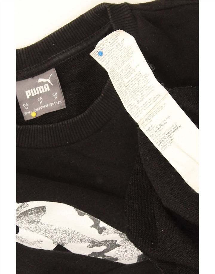 Puma Herre Grafisk Sweatshirt Jumper Medium Sort Bomuld