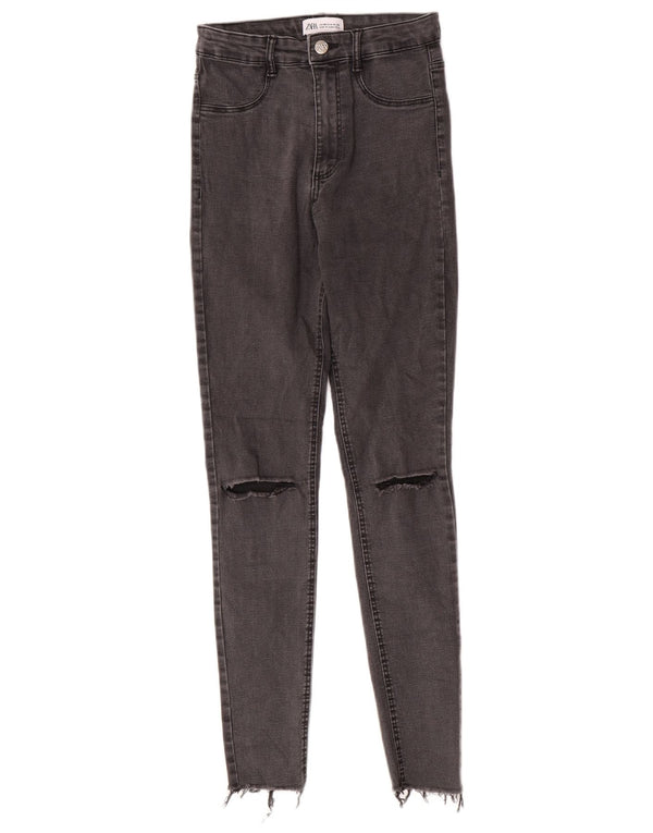 Zara Womens Distressed High Rise Jegging Jeans EU 38 Small W28 L28 Grå