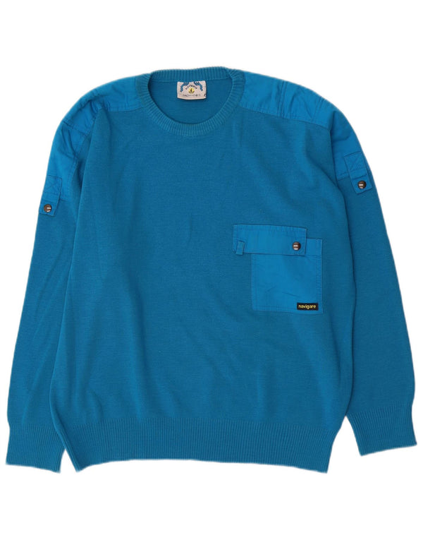 Navigare Herre sweater med rund hals IT 50/52 XL Blå Uld