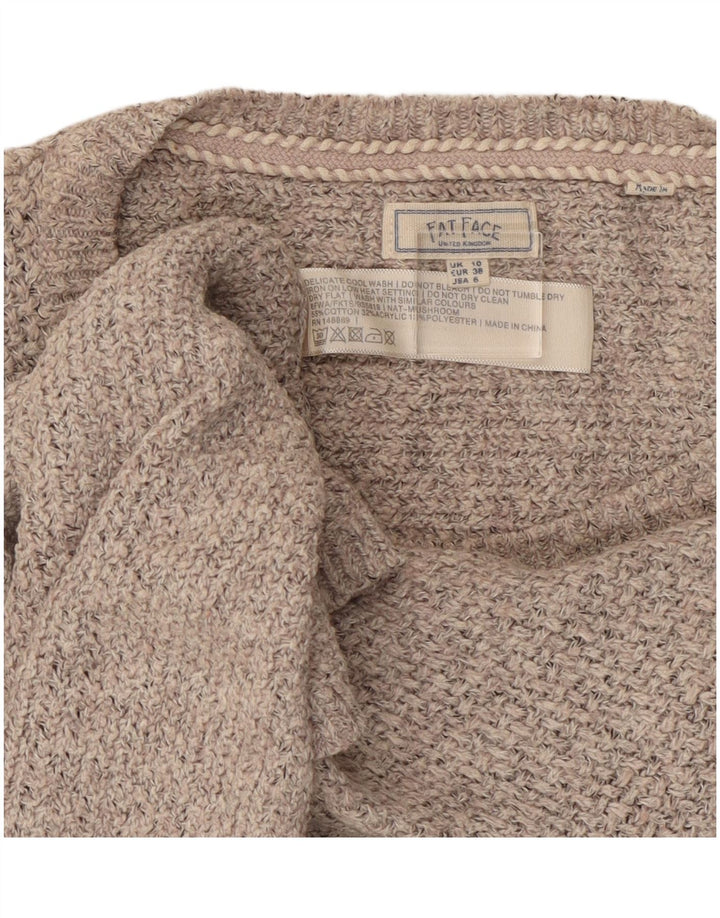 Fat Face Dame Oversized Boat Neck Jumper Sweater UK 10 Small Grey Bomuld