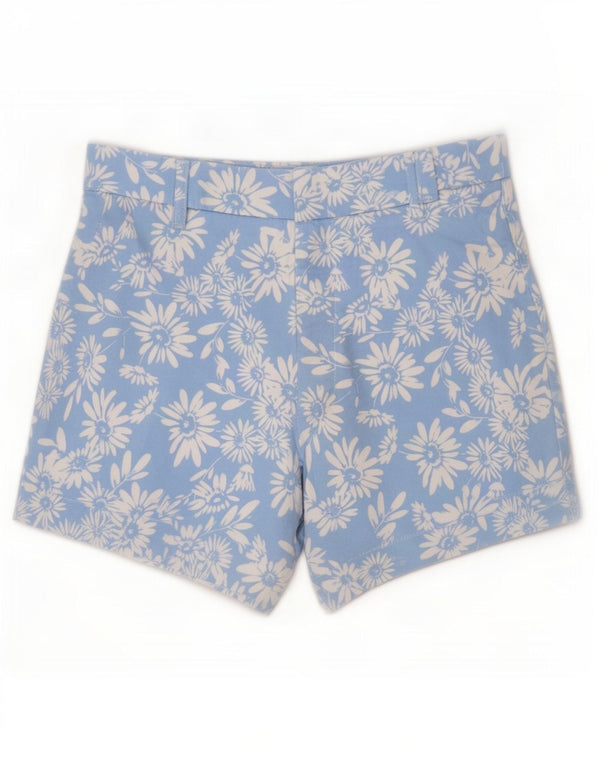 Zara kvinders højtaljede fritidsshorts XS W24 Blå blomsterviscose