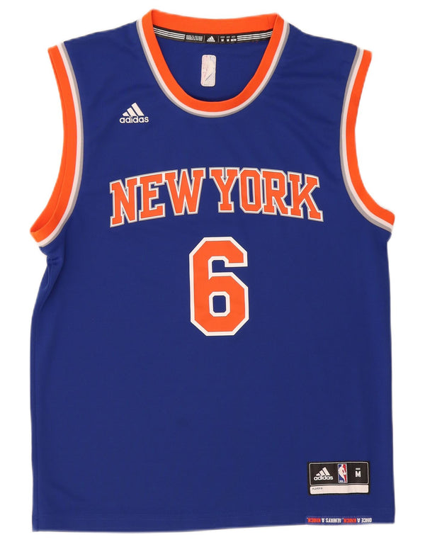 Adidas Herre New York Knicks Grafisk Vest Top Medium Blue Polyester