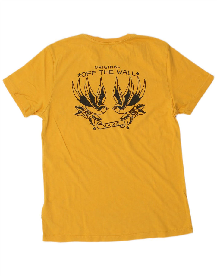 VANS Dame Grafisk T-Shirt Top UK 10 Lille Gul Bomuld