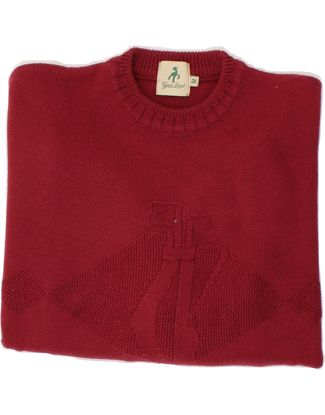 VINTAGE Womens Graphic Crew Neck Jumper Sweater UK 14 Medium Red Wool Vintage Vintage and Second-Hand Vintage from Messina Hembry 