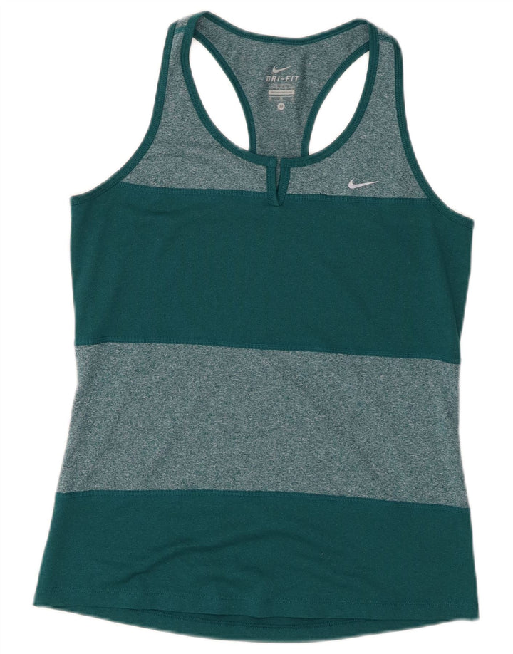 Nike Dame Dri Fit Vest Top UK 12 Medium Green Colourblock Polyester