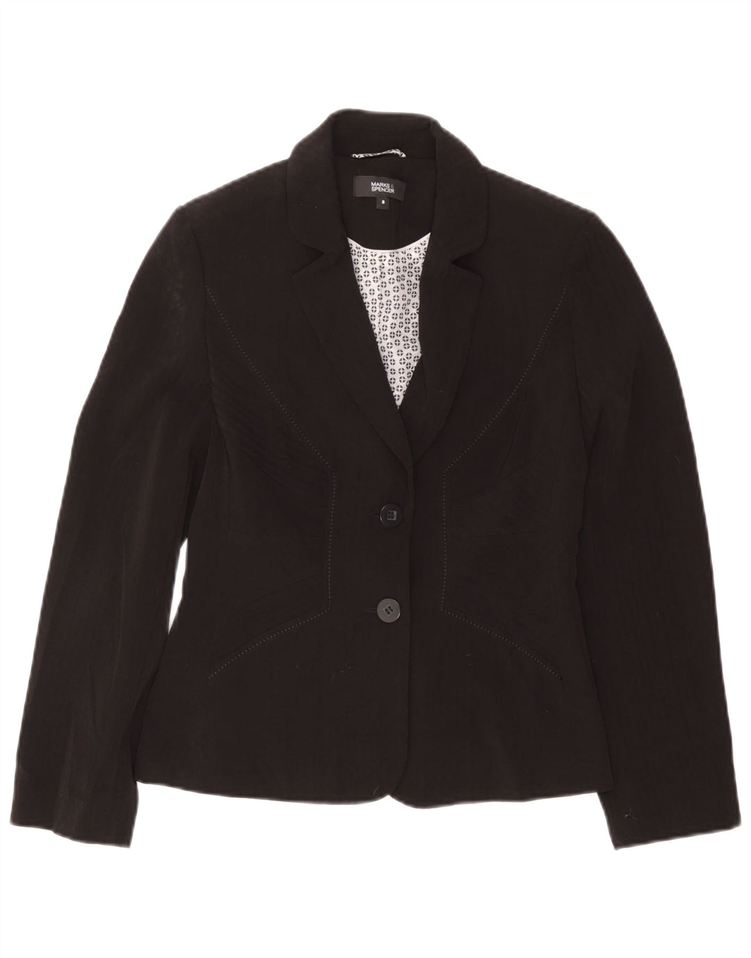 Marks & Spencer Dame 2 Button Blazer Jacket UK 8 Small Black Polyester
