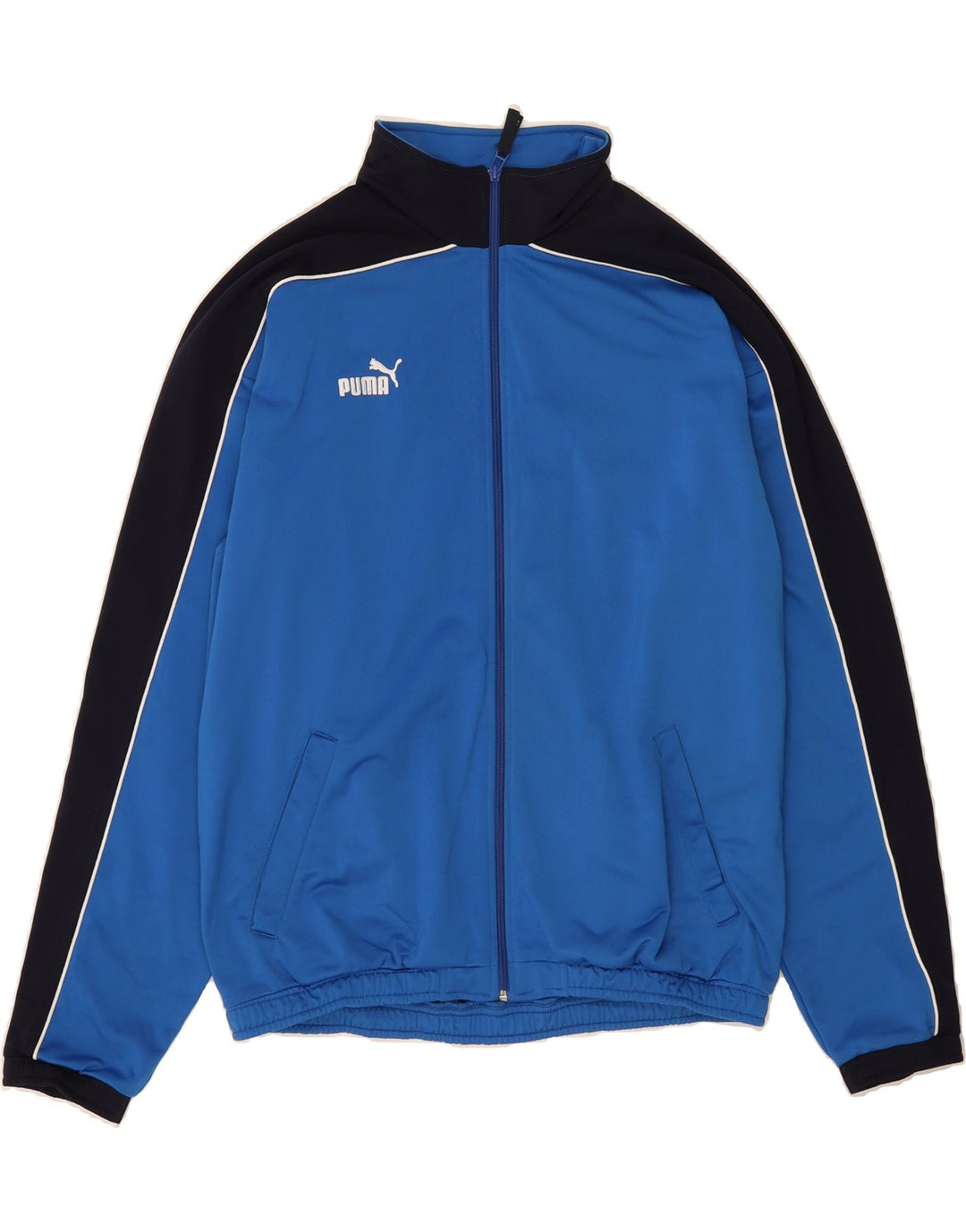 PUMA Mens Tracksuit Top Jacket Large Blue Colourblock Polyester Vintage Puma and Second-Hand Puma from Messina Hembry 