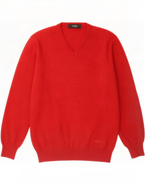 Ferre Herre V-hals sweater Medium Rød Uld