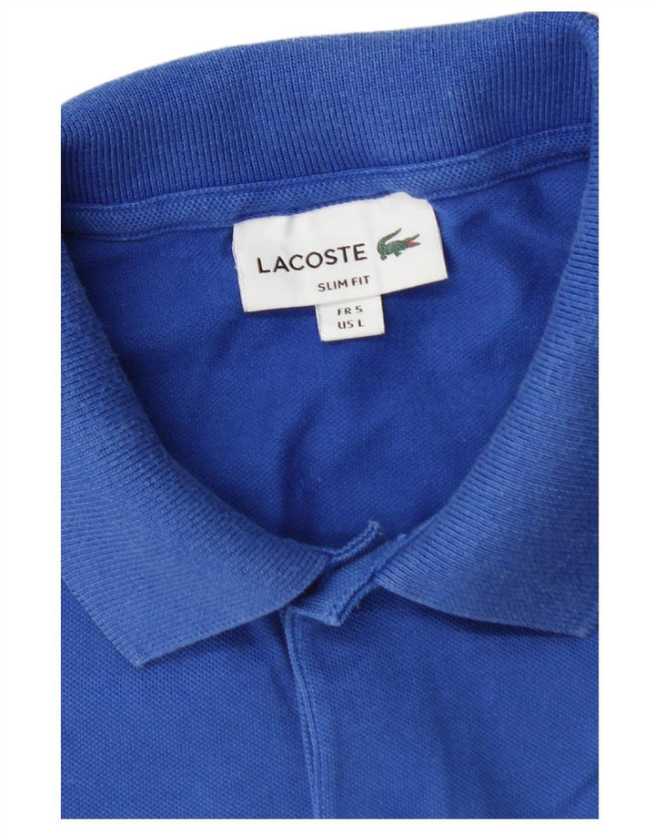 LACOSTE Mens Slim Fit Polo Shirt Size 5 Large Blue Cotton