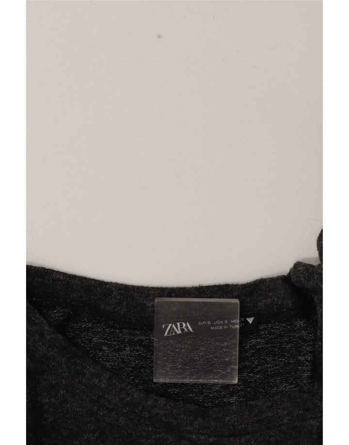 Zara Dame Oversized Top 3/4 ærme UK 10 Lille Grå Plettet