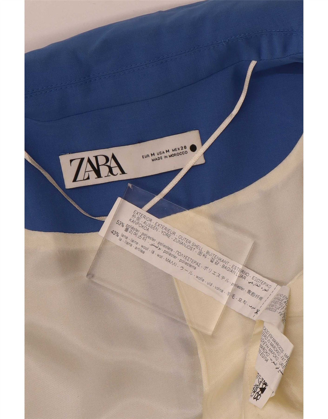 Zara Dame 1 Knap Blazer Jacket UK 14 Medium Blue Polyester