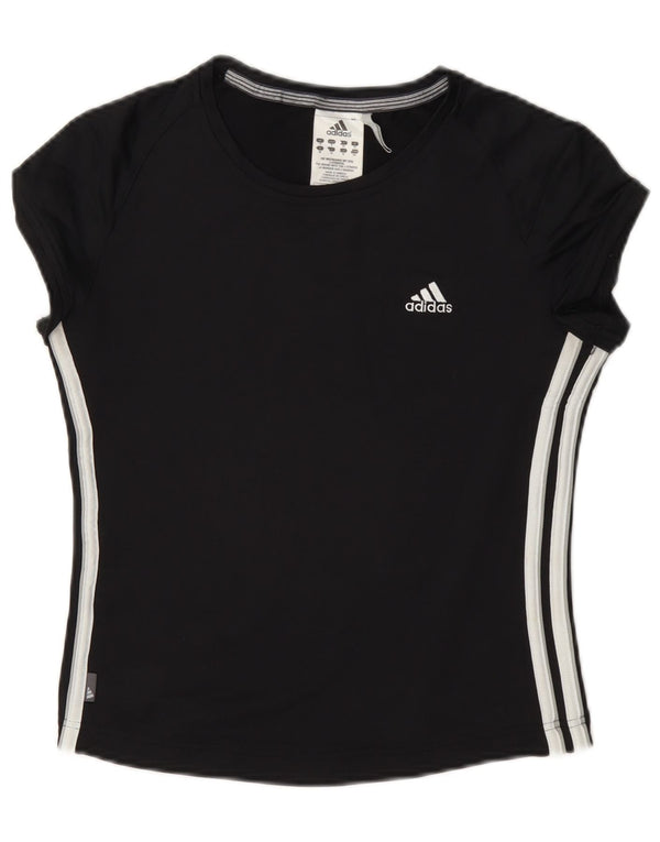 Adidas Dame Climalite Crop T-Shirt Top UK 10 Small Black Nylon