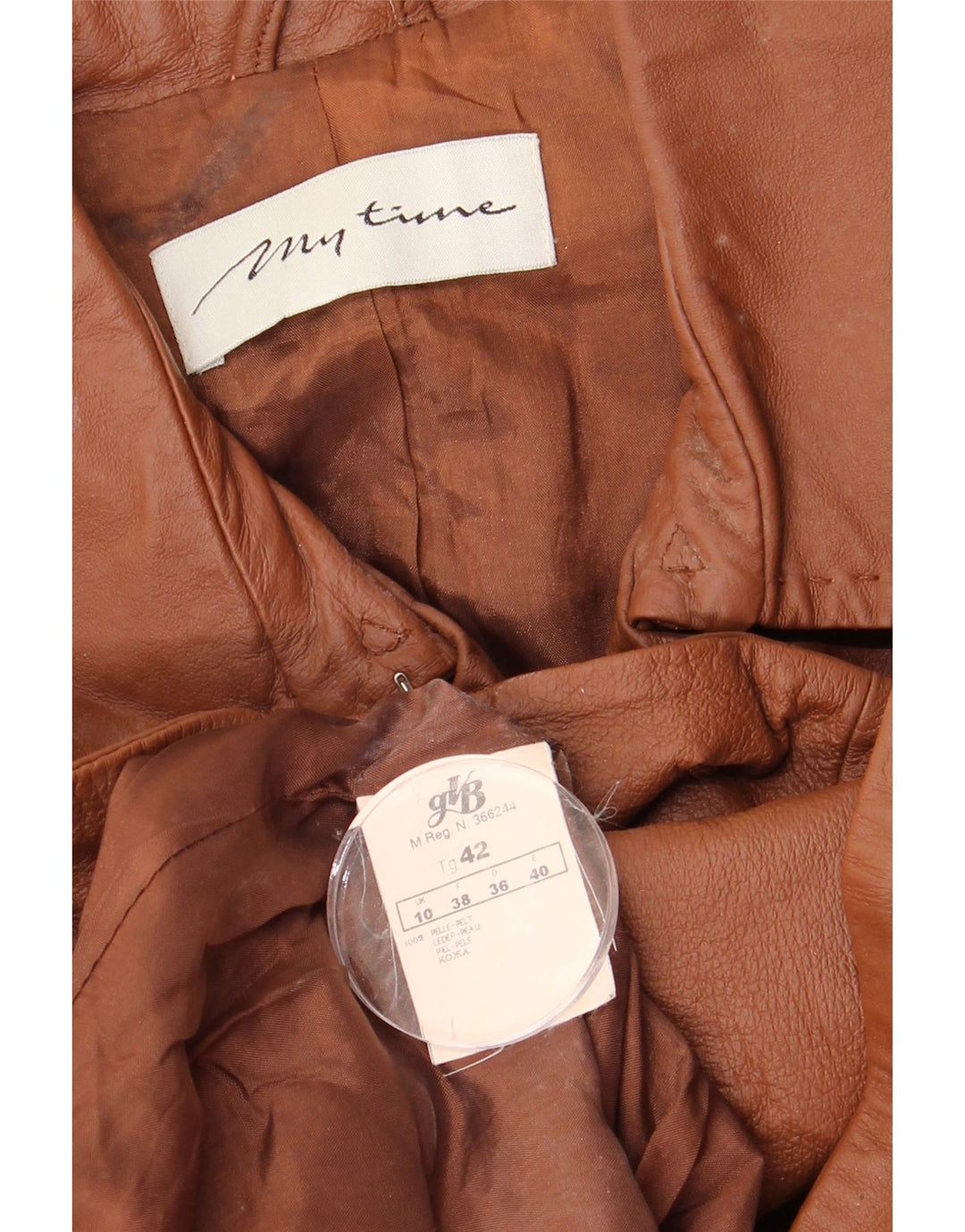 Vintage dame oversize dobbeltradet frakke UK 10 lille brunt læder