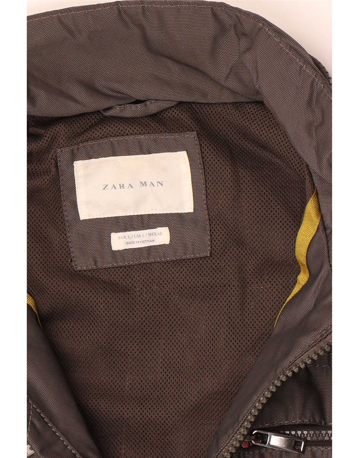 Zara Herre Hooded Bomber Jacket UK 40 Large Grey