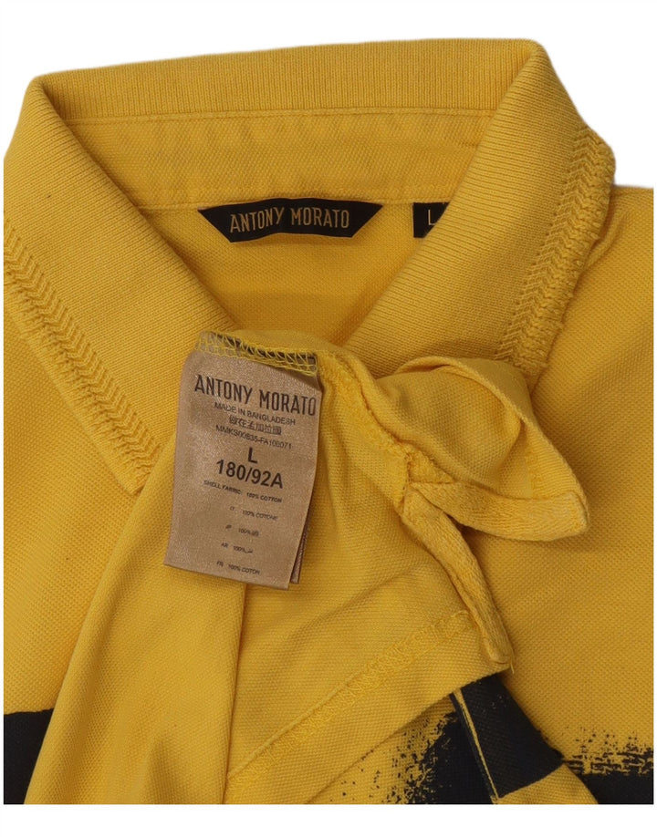Antony Morato Herre poloshirt Stor gul geometrisk bomuld