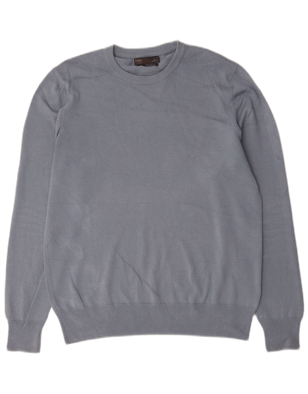 Marks & Spencer Herre sweater med rund hals, mellemblå bomuld