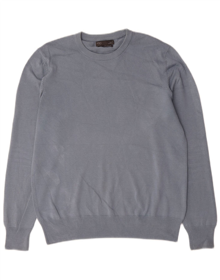 Marks & Spencer Herre sweater med rund hals, mellemblå bomuld