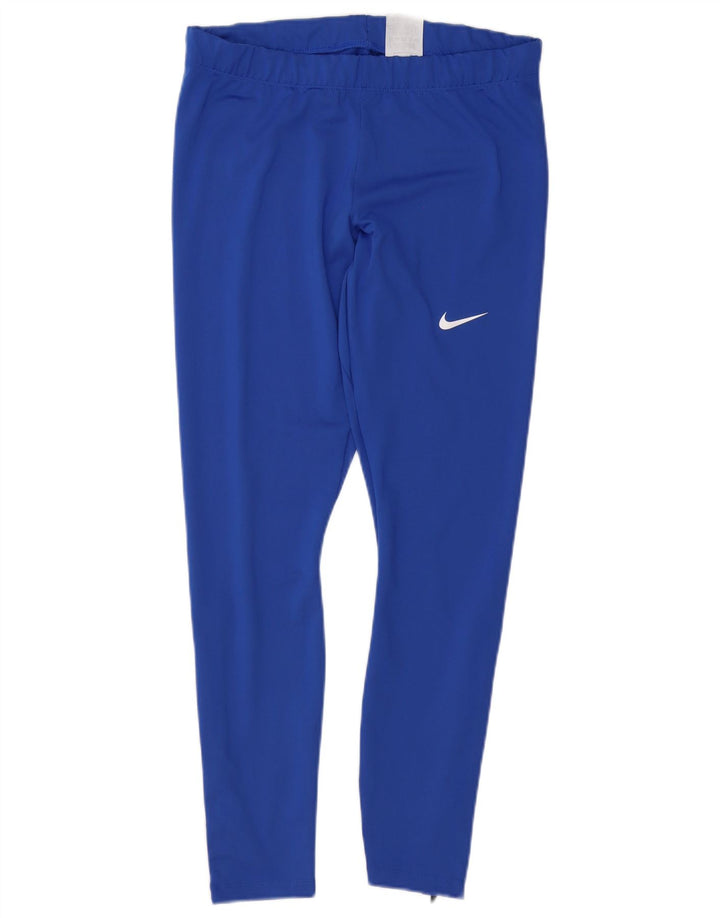 Nike Kvinders Dri Fit Leggings UK 14 Large Blå Polyester