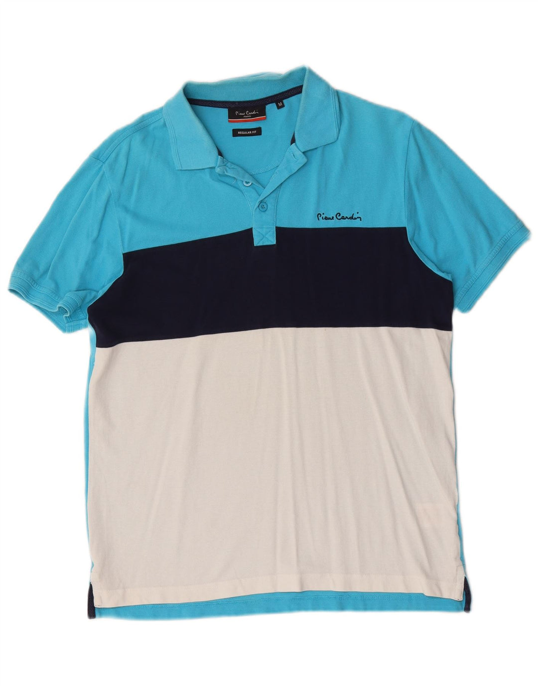 Pierre Cardin Herre Regular Fit Polo Shirt Medium Blue Colourblock Bomuld